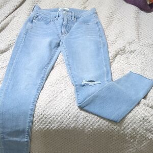 LOFT Light Blue Ripped Skinny Jeans